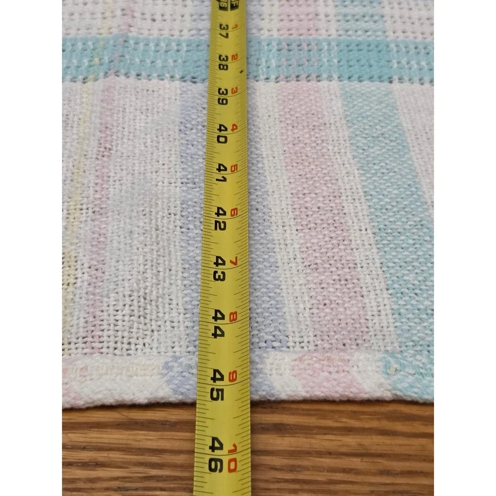 Vintage Beacon WPL 1675 Pastel Plaid Baby Blanket Blue Pink Yellow Cotton USA